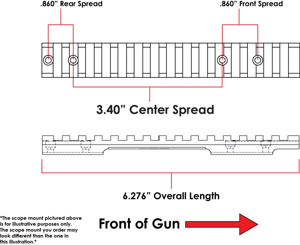 EGW HD Weatherby 307 Short Action 0 MOA Scope Rail-img-2
