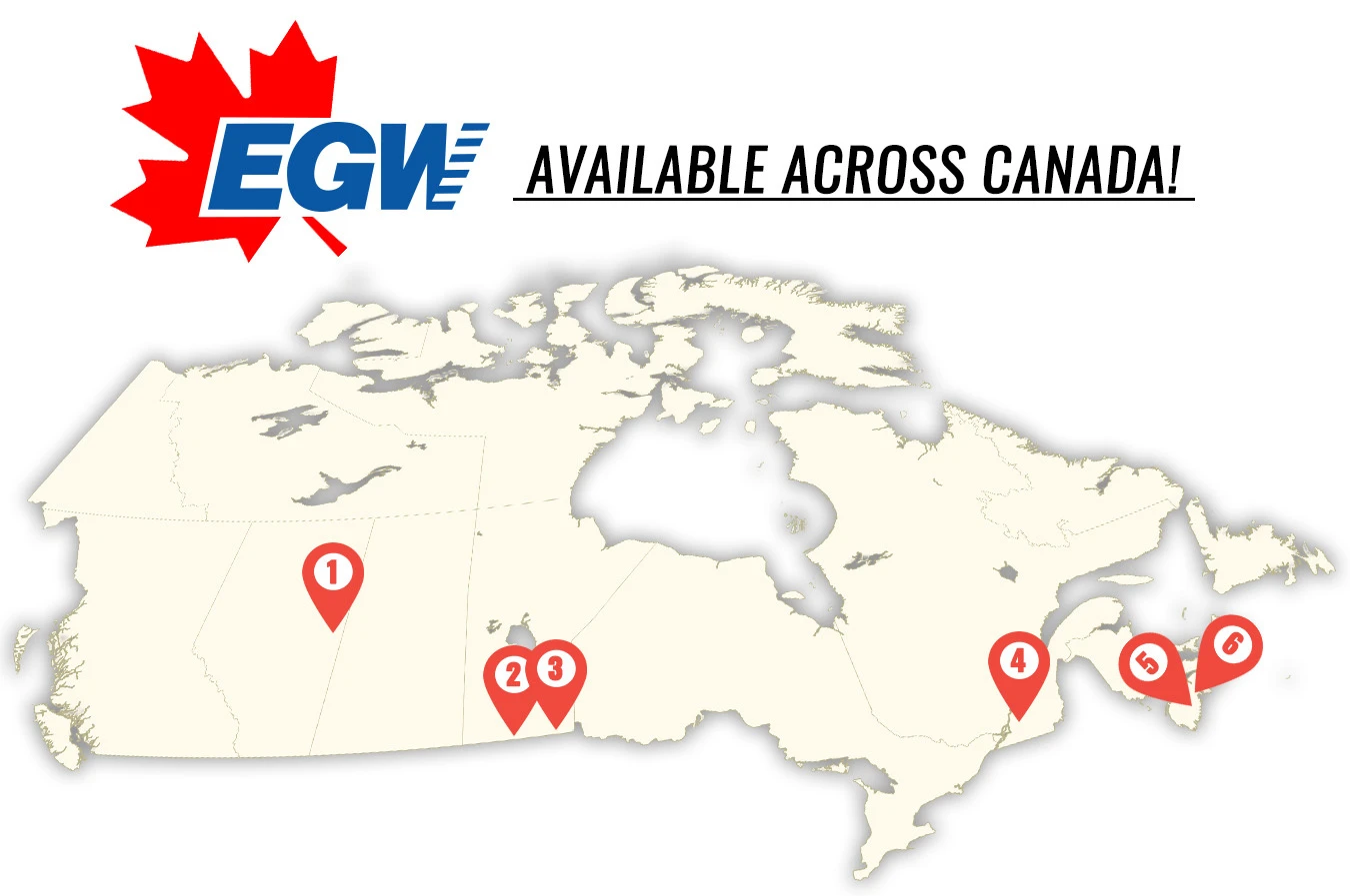 Map of EGW authorized dealers in Canada