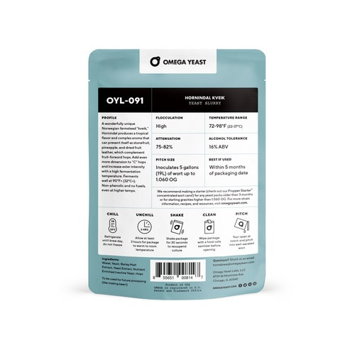 Omega OYL-091 Hornidal Kviek Liquid Yeast, Yeast, Brewing Malt