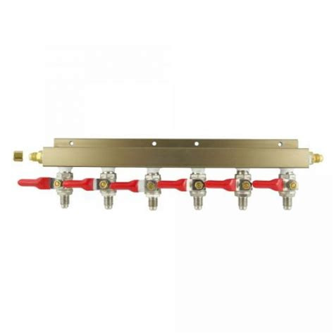 Gas Manifold Solid- 6 Way with 1/4" MFL and Check Valve, Yeast, Brewing Malt