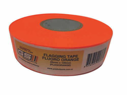 Flagging Tape Fluoro ORANGE 25mm x 100m