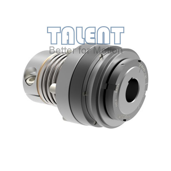 Ball torque limiter with backlash free coupling, safety bellows