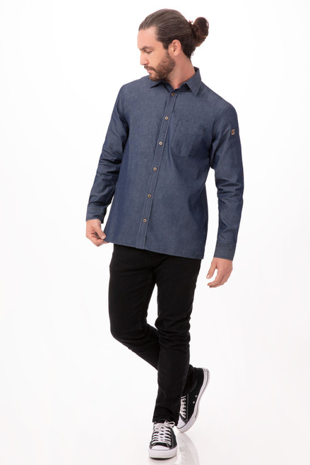 Indigo Blue Detroit Long Sleeve Denim Shirt