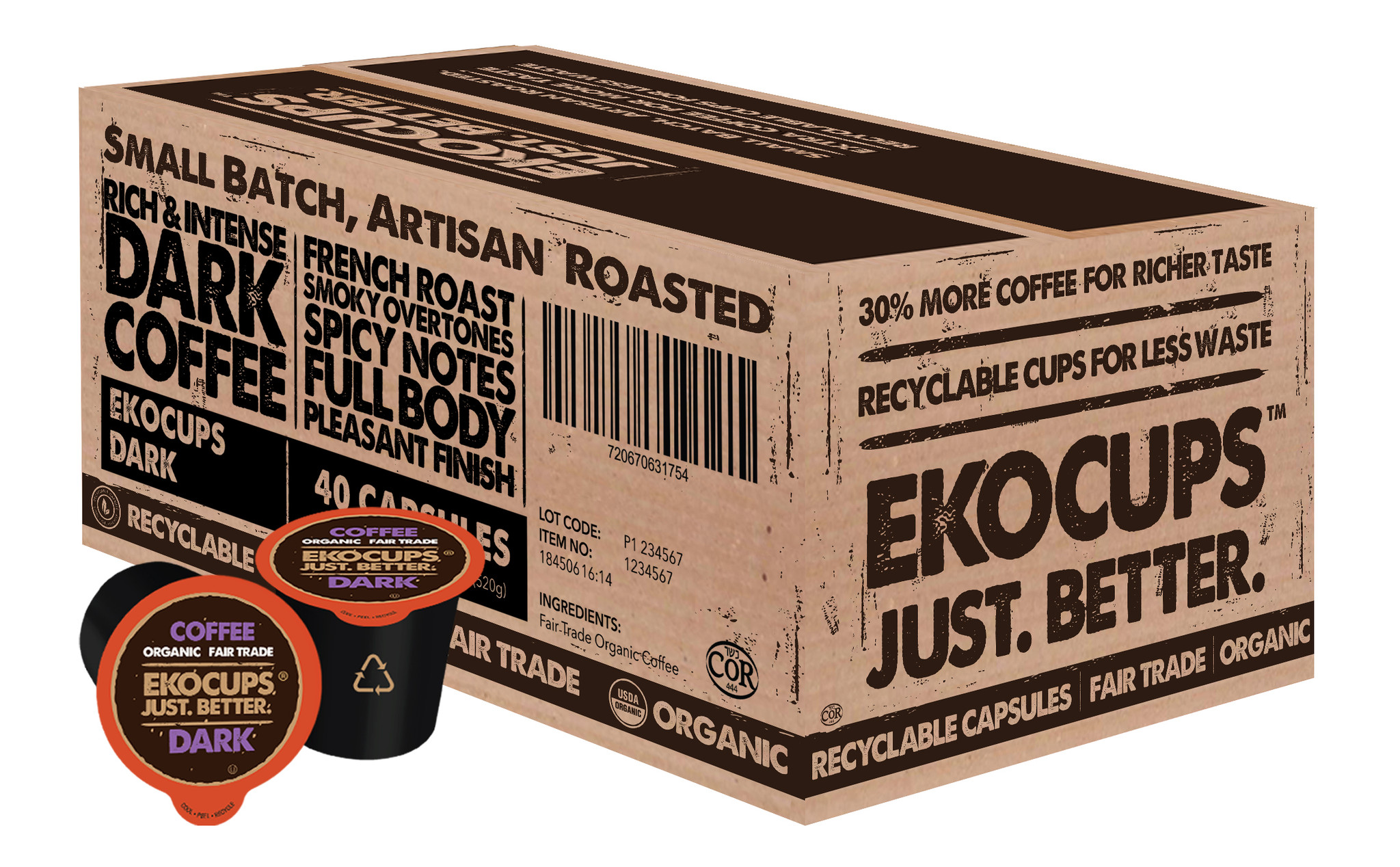 Ekocups Dark Organic Coffee Coffee Pods For Keurig K Cups Brewers ekocups-dark-organic-coffee-coffee-pods-for-keurig-k-cups-brewers