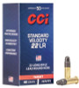 CCI Standard Velocity Ammunition 22 Long Rifle 40 Grain Lead Round Nose #0035