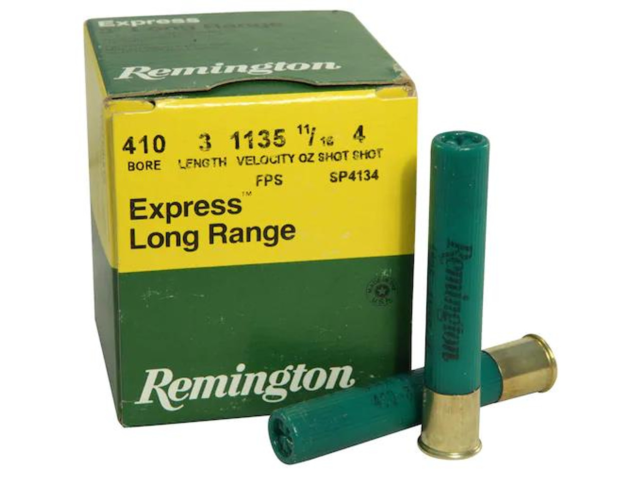 Remington Express Extra Long Range .410 Bore 3" 11/16 oz. #4 Shot 25 rds. Remington Express Extra Long Range .410 Bore 3" 11/16 oz. #4 Shot 25 rds.
