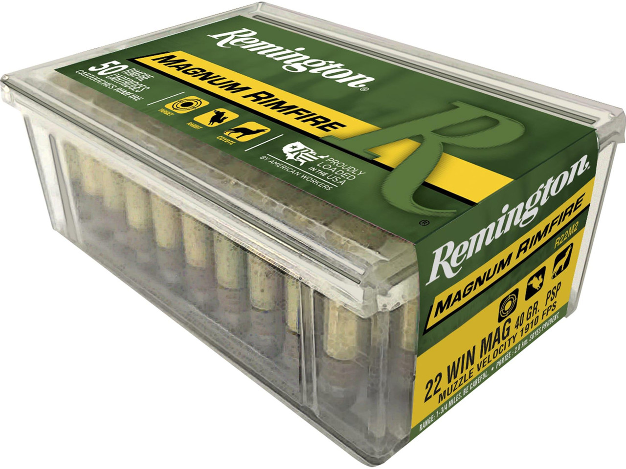 Remington Ammunition 22 Winchester Magnum Rimfire (WMR) 40 Grain Pointed Soft Point