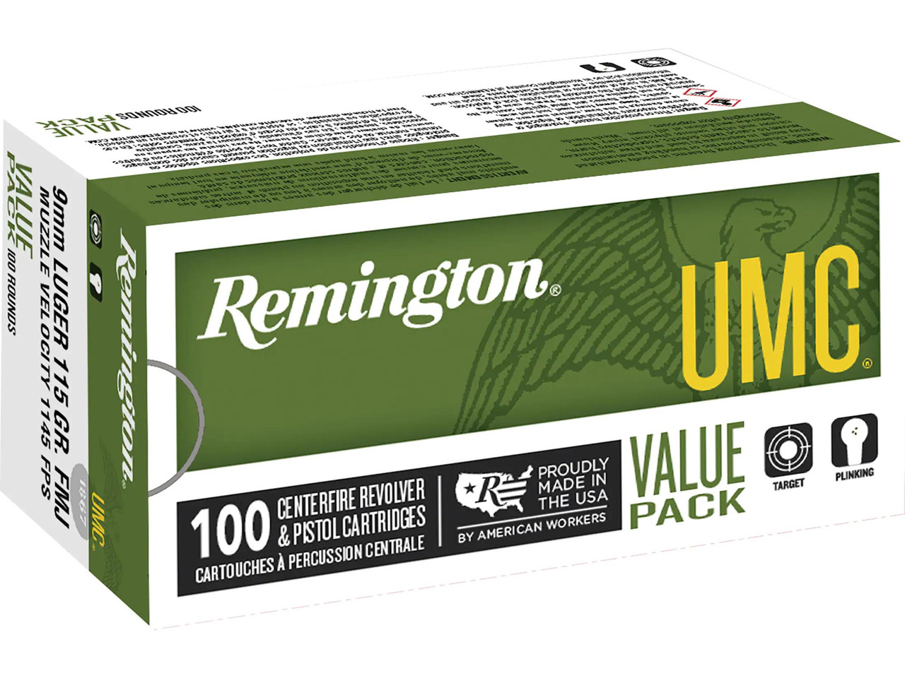Remington UMC Ammunition 9mm Luger Full Metal Jacket 100 count