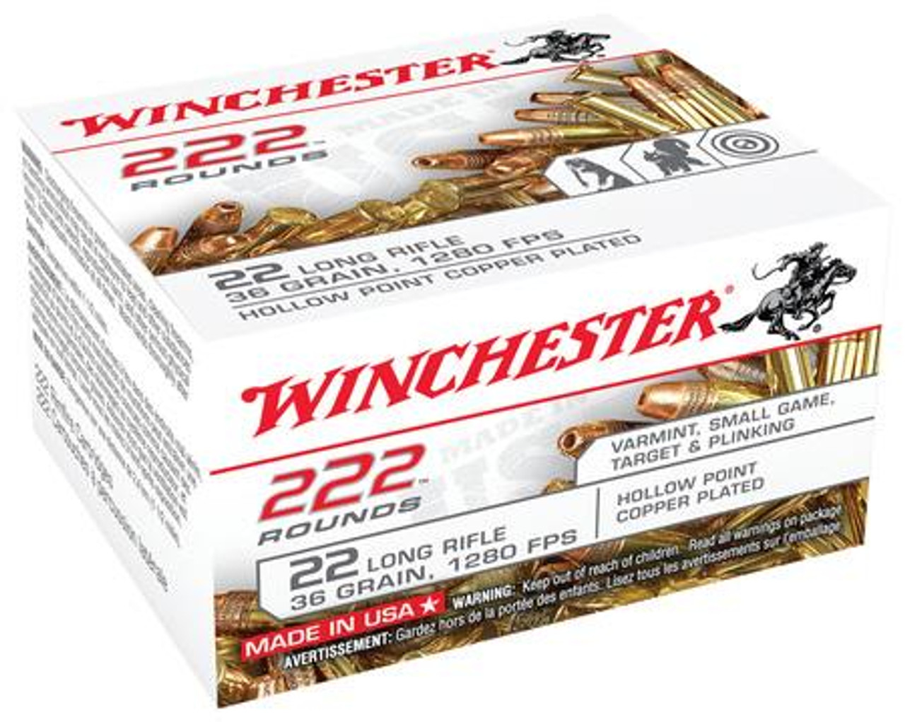 Winchester .22 Long Rifle 36 gr Copper Plated Hollow Point 222 rds.