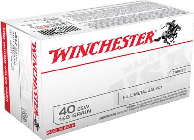 Winchester USA .40 S&W 165 gr FMJ 100 rds.