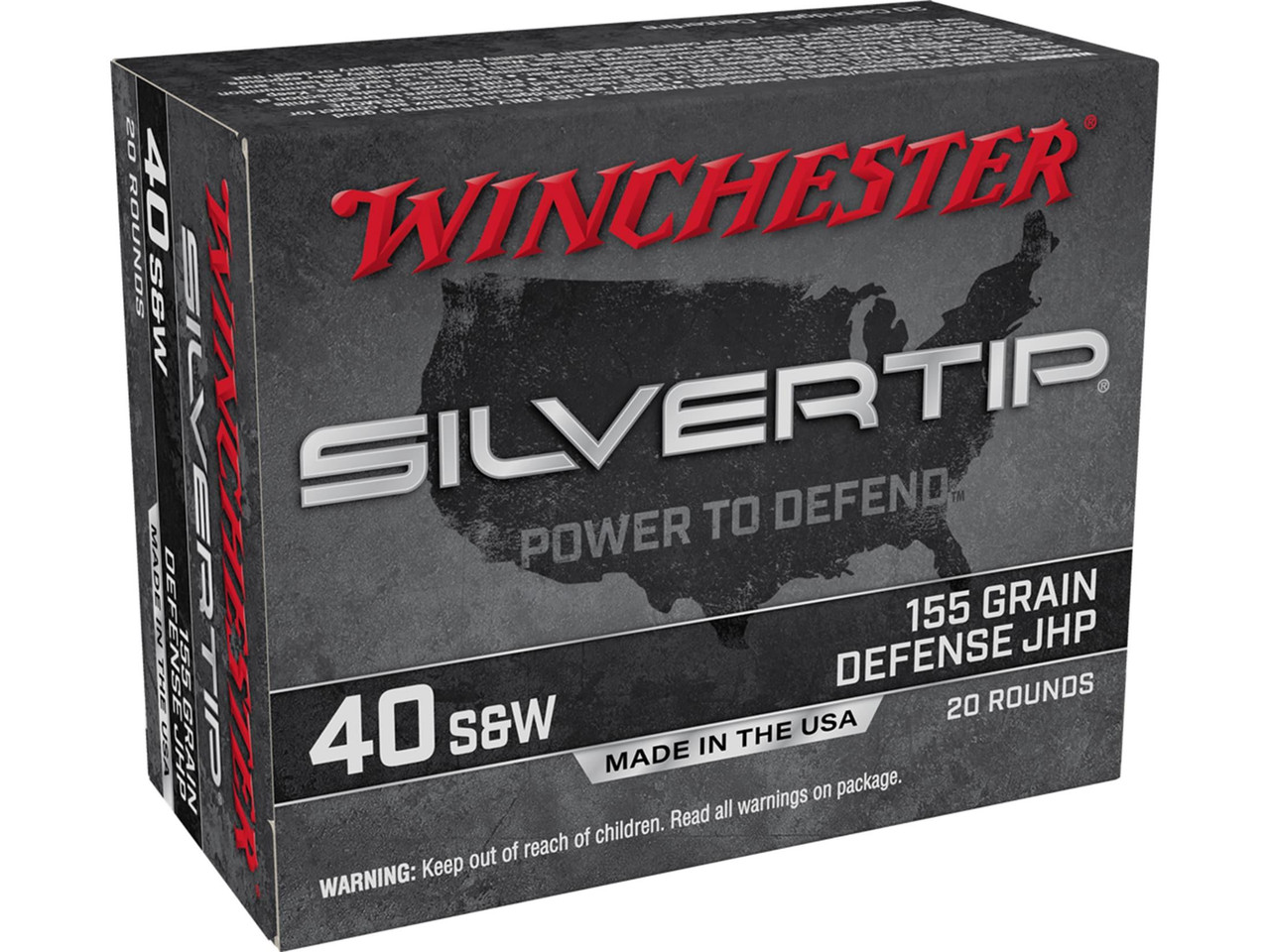 Winchester Silvertip Defense Ammunition 40 S&W 155 Grain Jacketed Hollow Point Box of 20