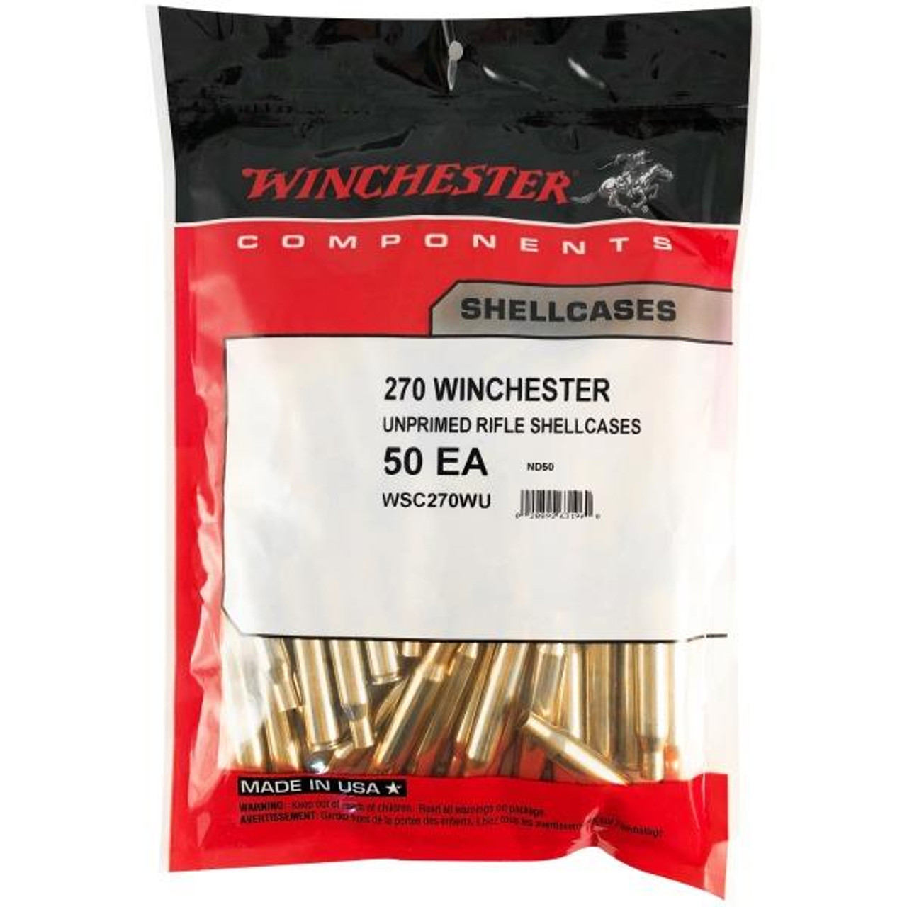 Winchester Unprimed Brass .270 Winchester Bag of 50