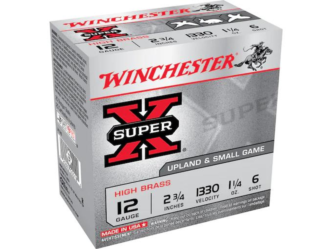 Winchester Super-X High Brass 12 Gauge 2-3/4" 1-1/4 oz. #6 Shot 25 rds. Winchester Super-X High Brass 12 Gauge 2-3/4" 1-1/4 oz. #6 Shot 25 rds.