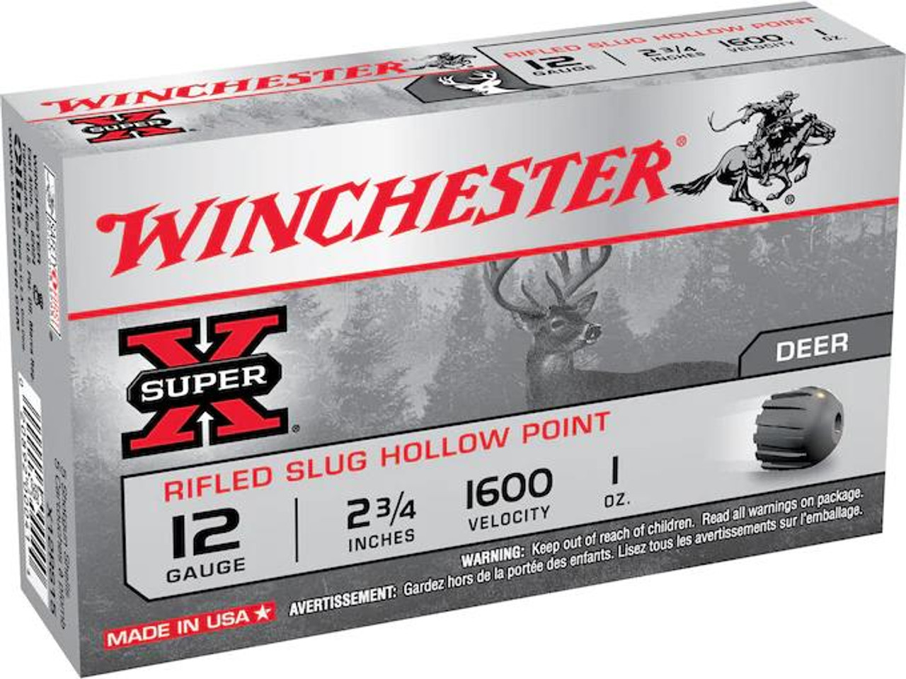 Winchester Super-X 12 Gauge 2-3/4" 1 oz. Rifled Slug 5 rds.