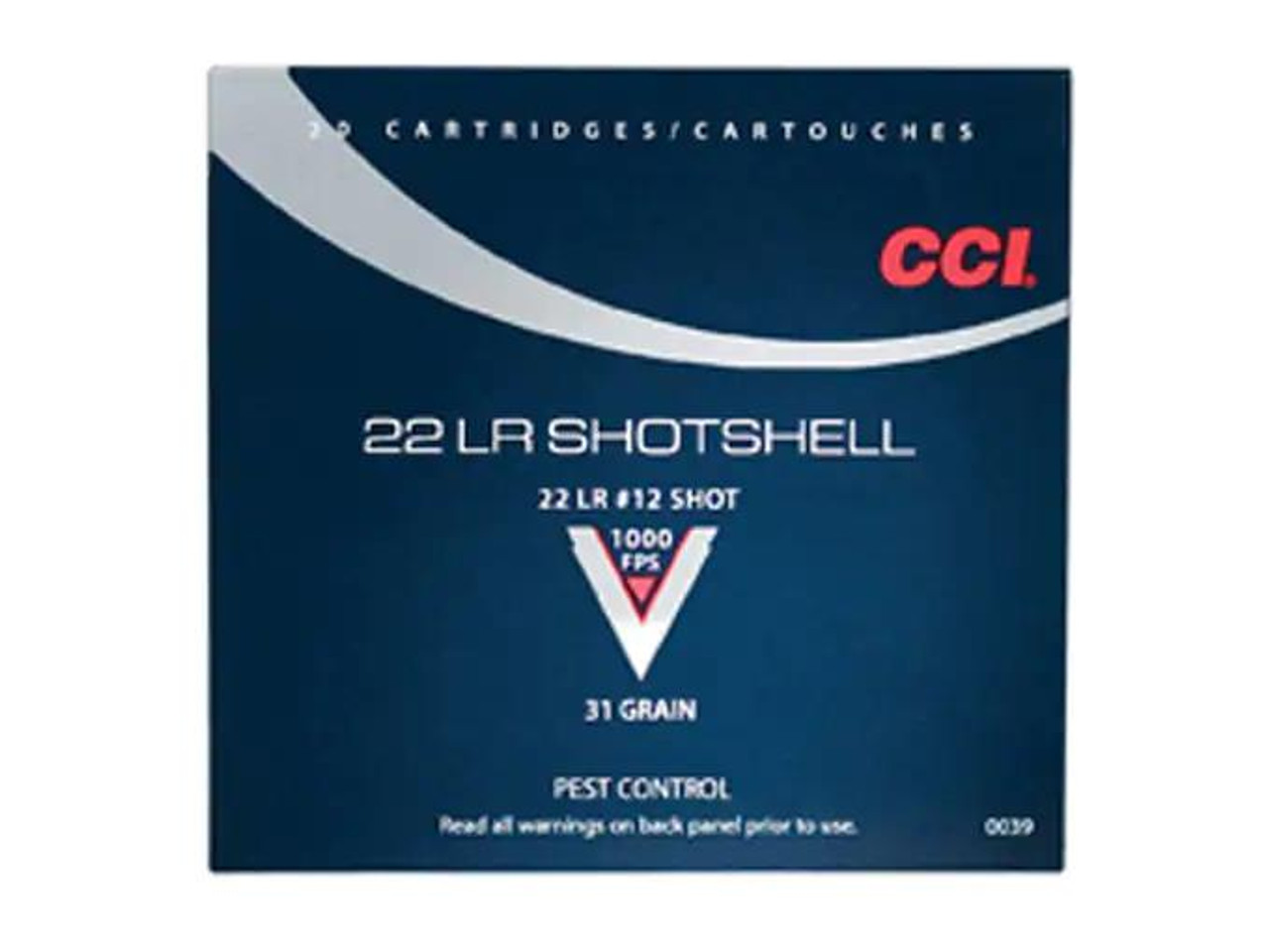 CCI .22 Long Rifle Shotshell 31 gr #12 Shot 20 rds.