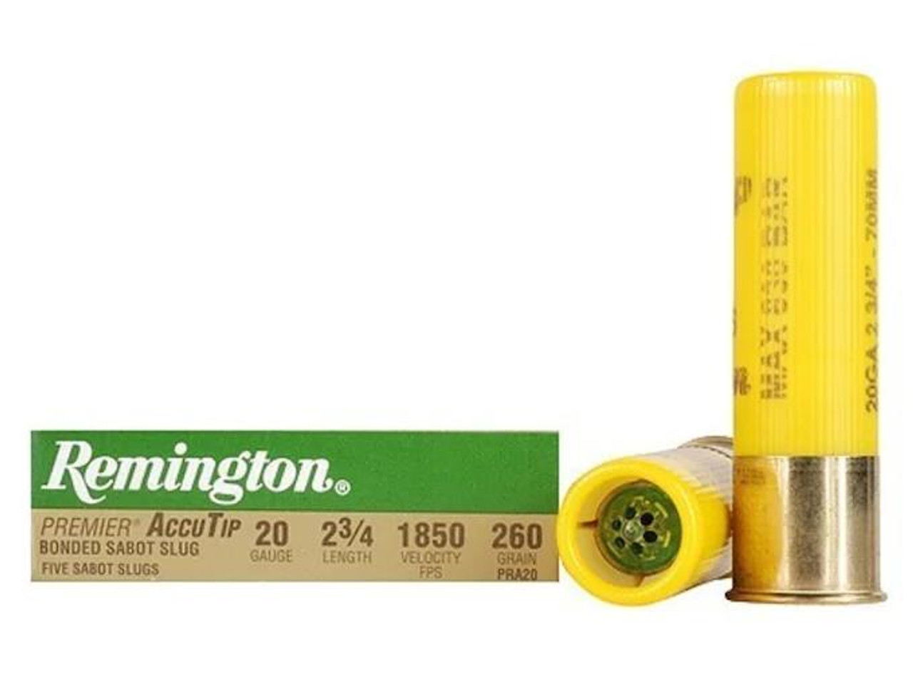 Remington PRemier 20 Gauge 2-3/4" 260 gr AccuTip Bonded Sabot Slug with Power Port Tip 5 rds.