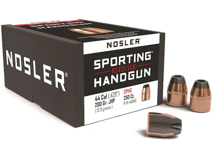 Nosler Sporting Handgun Bullets 44 Caliber (429 Diameter) 200 Grain Jacketed Hollow Point Box of 250