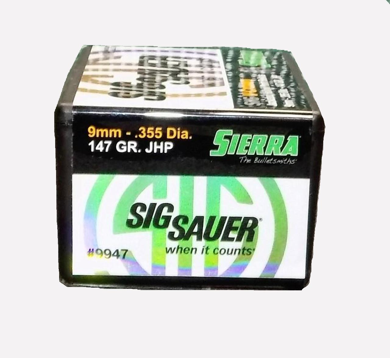 Sig Sauer Sierra 9MM 147Gr Jacketed Hollow Point Bullets #9947 (100ct Box) Sig Sauer Sierra 9MM 147Gr Jacketed Hollow Point Bullets #9947 (100ct Box)
