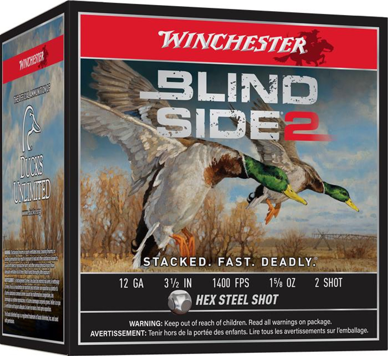 Winchester Blind Side 2 12 GA 3-1/2" Hex Steel #2 Shot #XBS12L2 25 Rounds