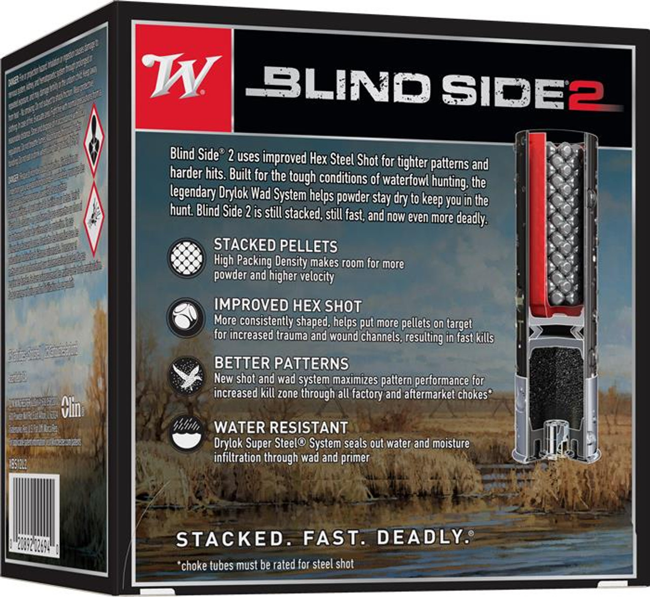 Winchester Blind Side 2 12 GA 3-1/2" Hex Steel #2 Shot #XBS12L2 25 Rounds