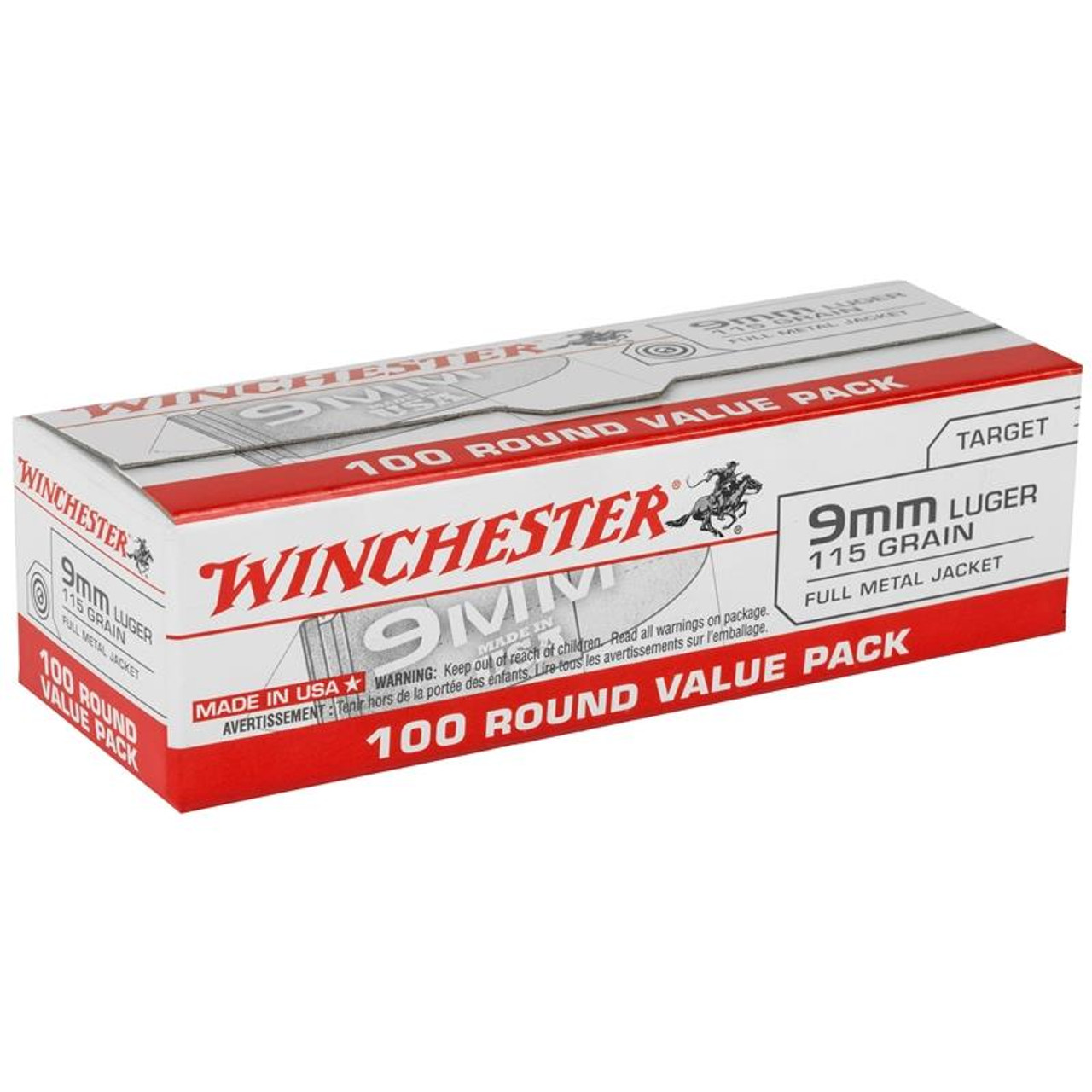 Winchester USA 9MM Luger 115 gr FMJ #USA9MMVP 100 Rounds Winchester USA 9MM Luger 115 gr FMJ #USA9MMVP 100 Rounds
