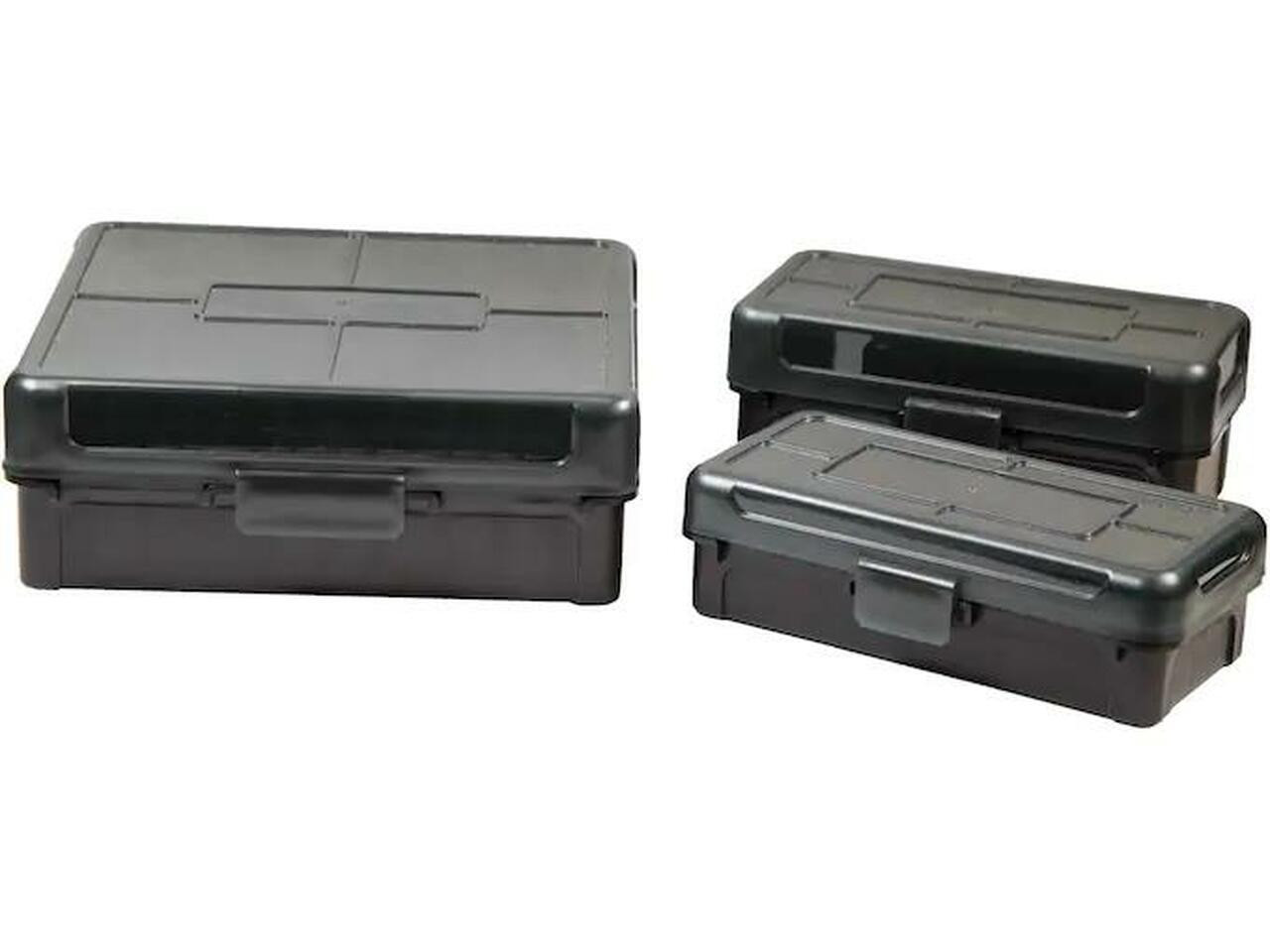 Frankford Arsenal Hinge-Top Ammo Box Plastic Gray and Black 22-250/308/243/6.5CM