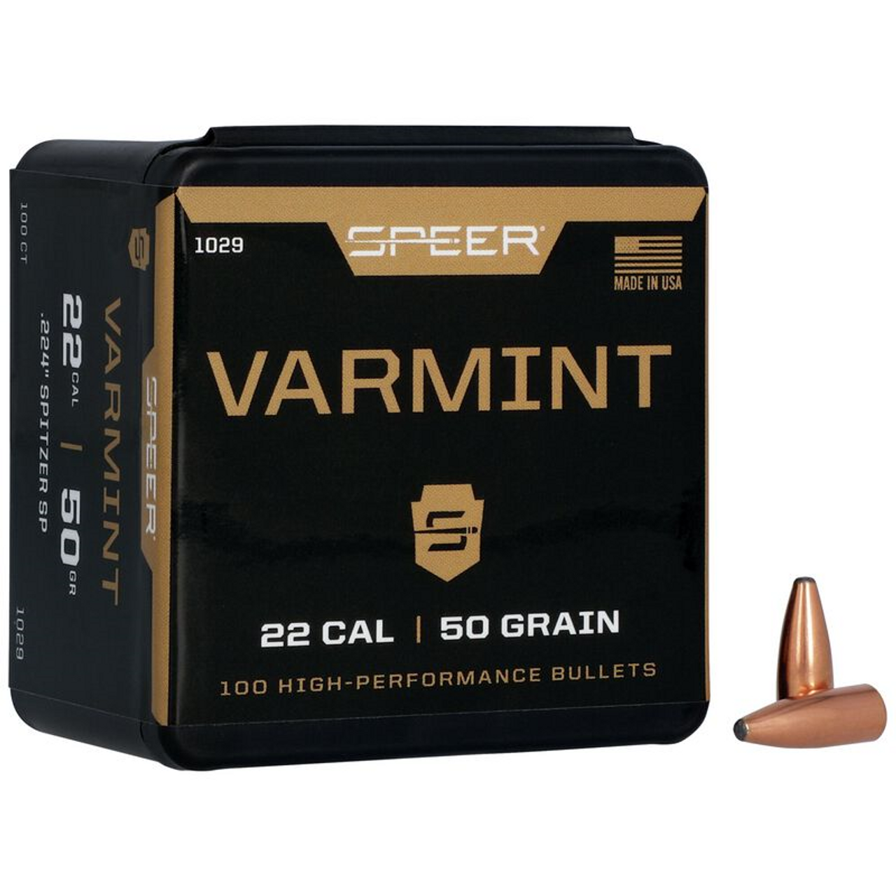 Speer Varmint .22 Cal 50gr Soft Point Bullet #1029