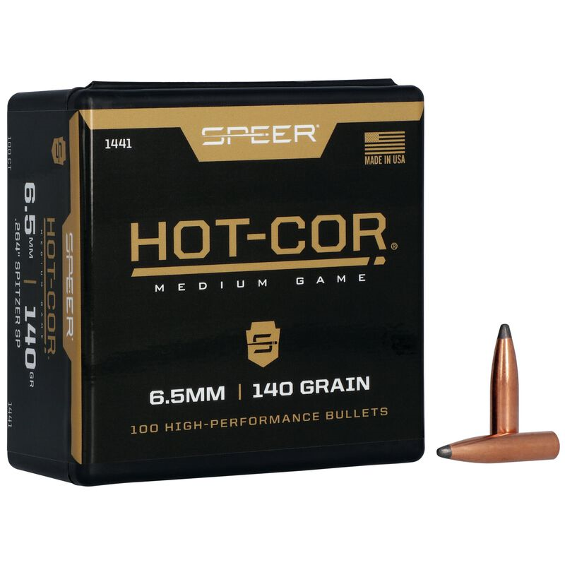 Speer Hot-Cor 6.5MM 140gr Spitzer SP Bullet #1441 (1-100 ct Box)