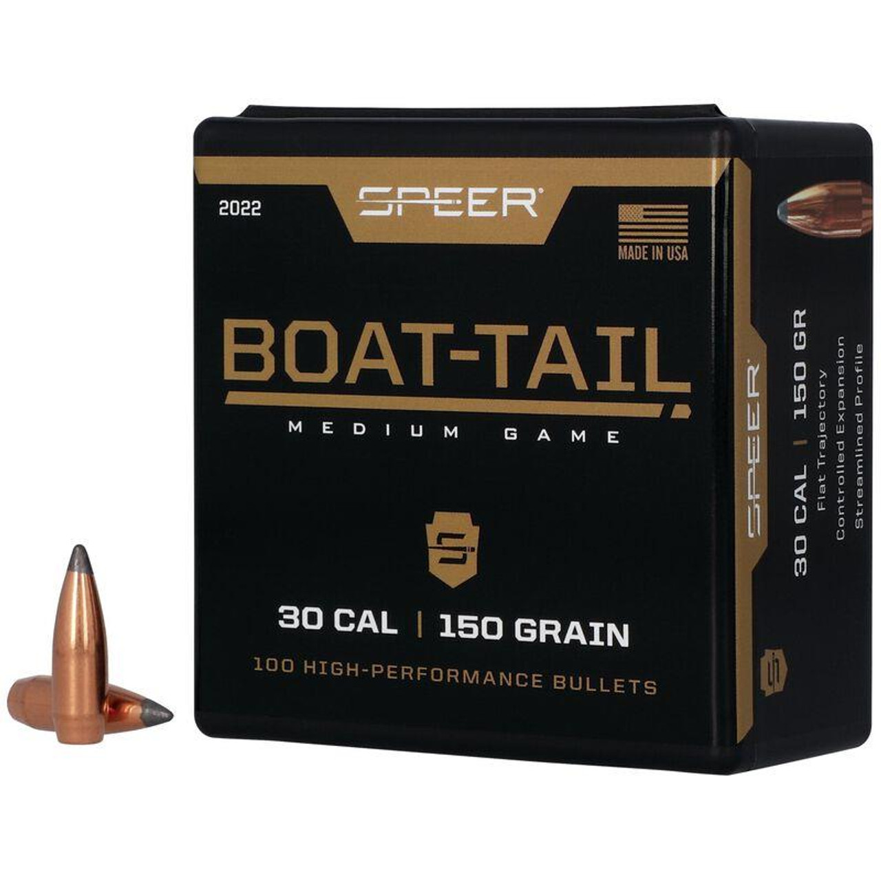 Speer .308 Cal 150gr Boat-Tail Rifle Bullets #2022 (1-100 ct box)