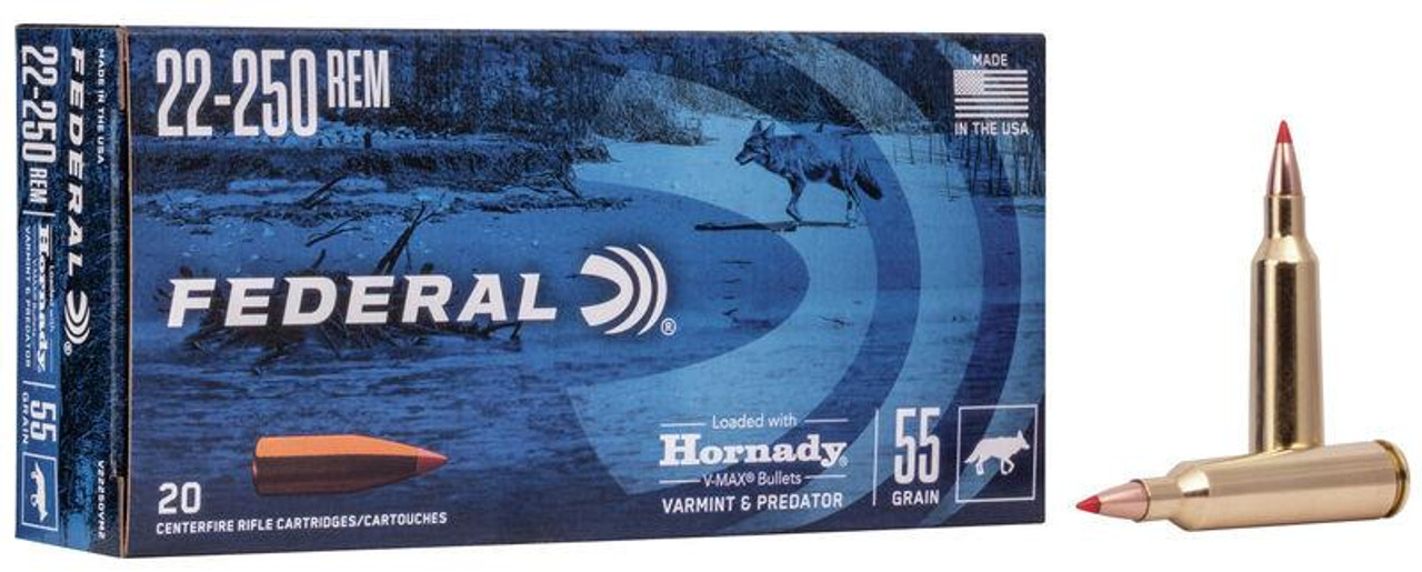 Federal Varmint & Predator 22-250 55gr #V22250VM2 20 Rounds