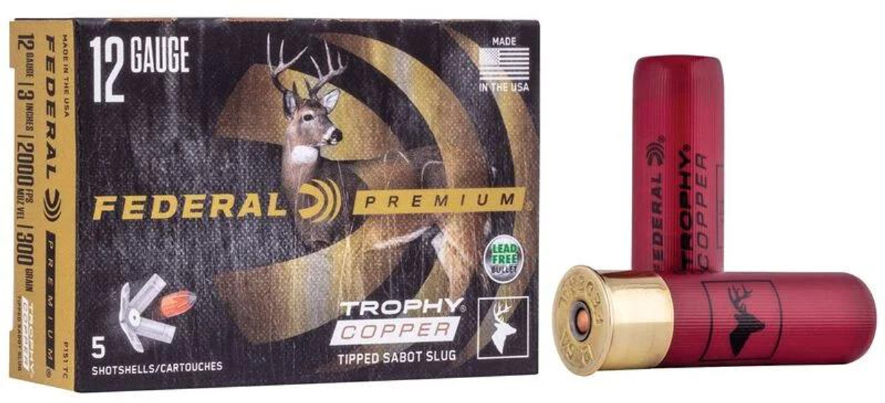 Federal Premium 12ga 300gr Trophy Copper Sabot Slug #P151 FT 5 Rounds Federal Premium 12ga 300gr Trophy Copper Sabot Slug #P151 FT 5 Rounds