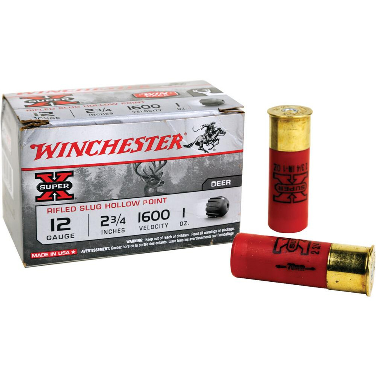 Winchester Super X 12 GA 2-3/4" HP Rifled Slug #X12RS15VP 15 Rounds