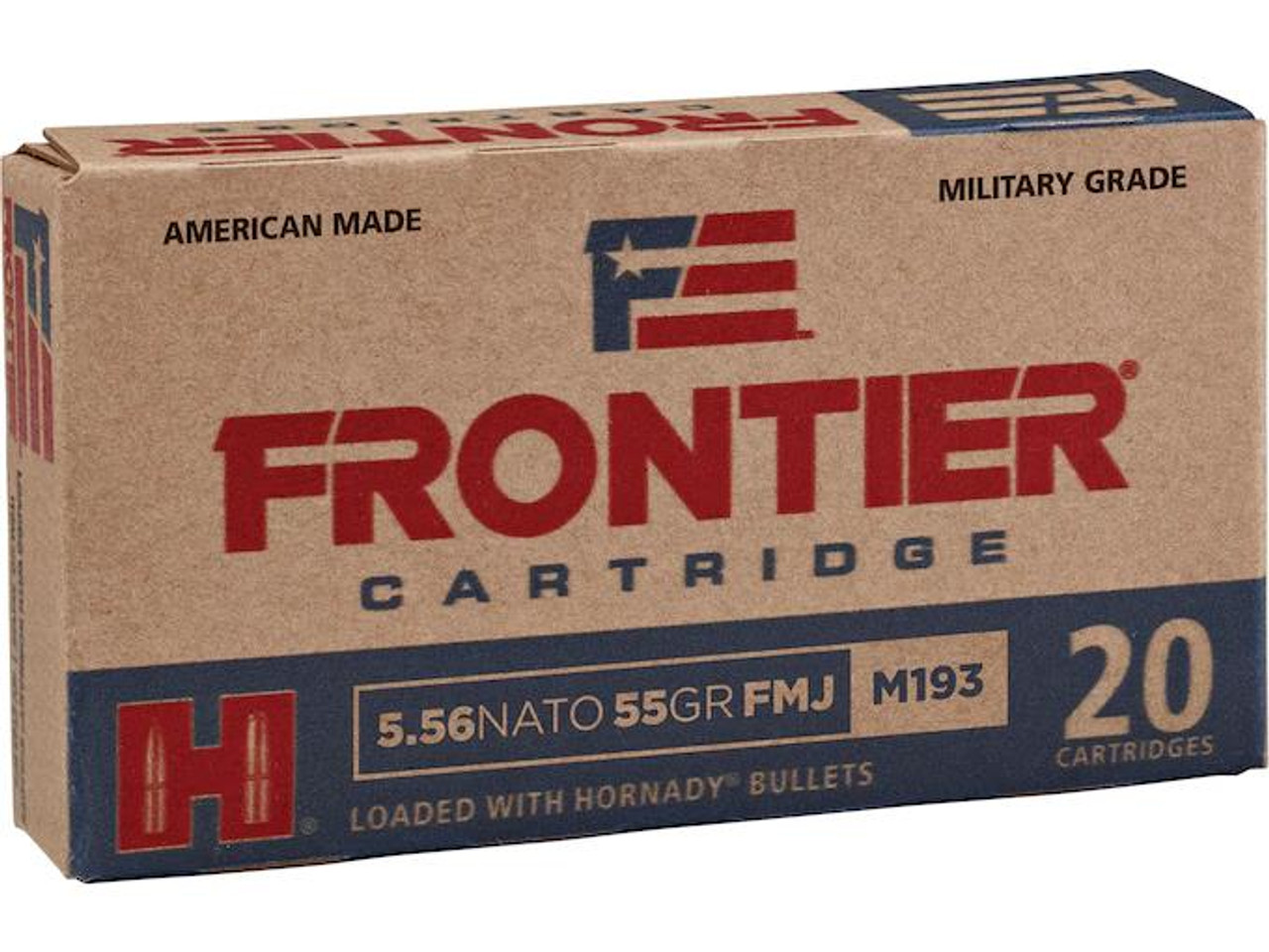 Frontier Cartridge Military Grade 5.56x45mm NATO XM193 55 gr FMJ Boat Tail 20 rds.