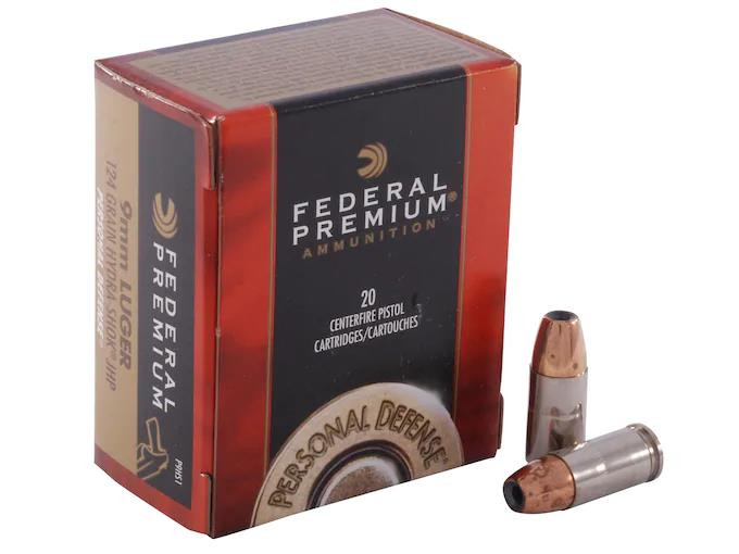 Federal Personal Defense 9mm Luger 124 gr Hydra-Shok Jacketed Hollow Point 20 rds.