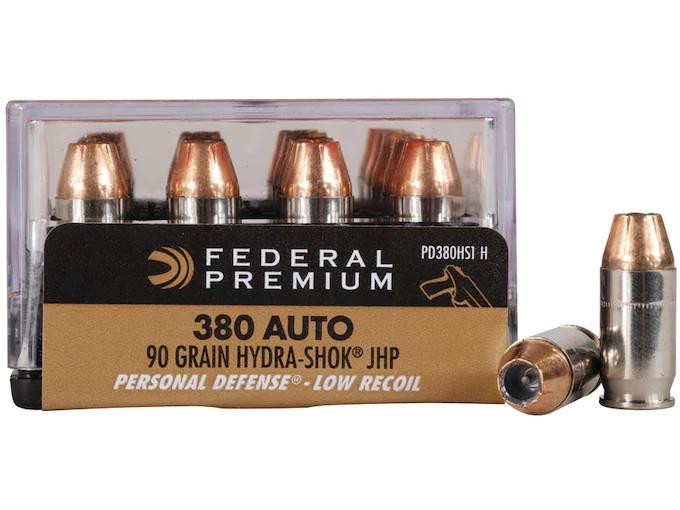 Federal Personal Defense Reduced Recoil .380 ACP 90 gr Hydra-Shok Jacketed Hollow Point 20 rds.