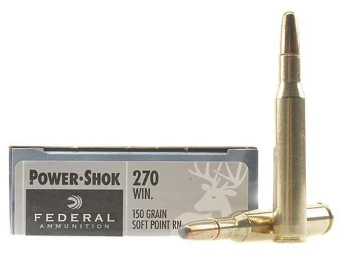 Federal Power-Shok .270 Winchester 150 gr Round Nose Soft Point 20 rds.