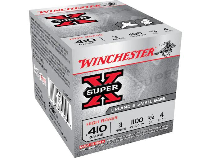 Winchester Super-X High Brass .410 Bore 3" 3/4 oz. #4 Shot 25 rds.