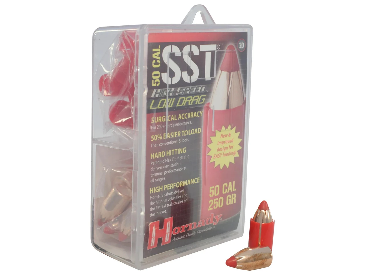 Hornady 50 Caliber Low Drag Sabot with 45 Caliber 250 Grain SST Bullet Box of 20
