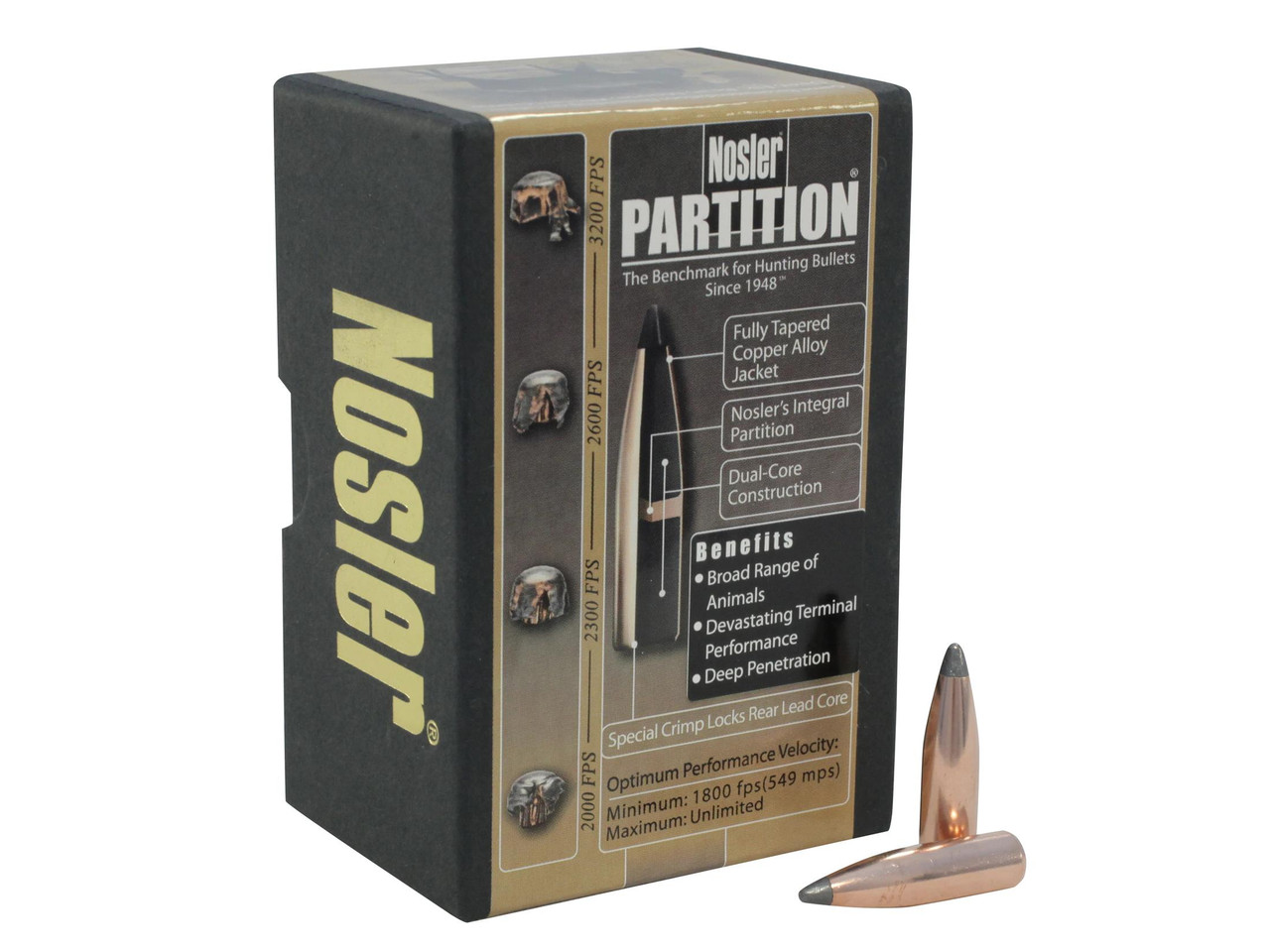 Nosler Partition Bullets 25 Caliber .257 Diameter 120 Grain Spitzer Box of 50