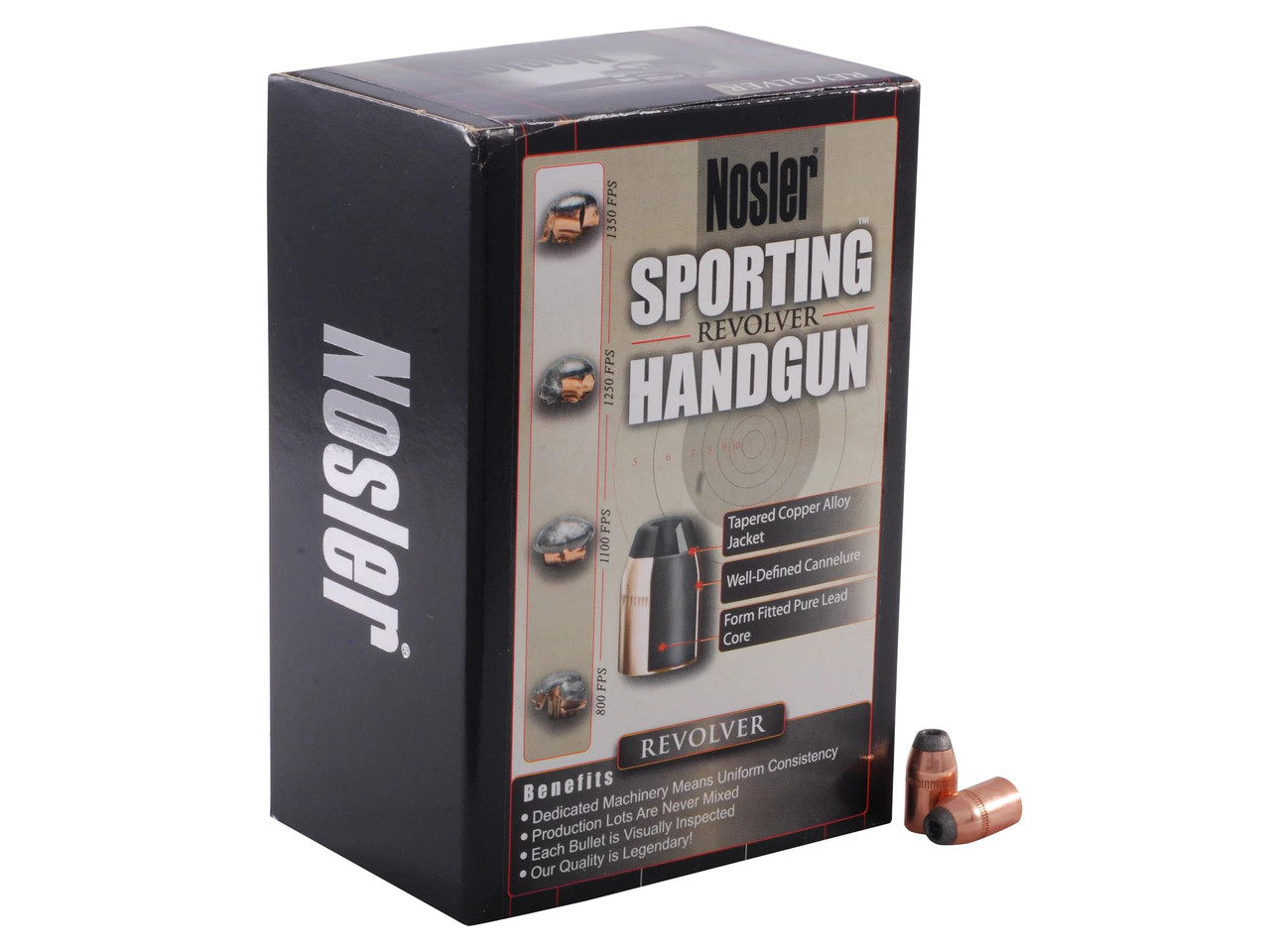 Nosler Sporting Handgun Bullets 38 Caliber .357 Diameter 158 Grain Jacketed Hollow Point Box of 250