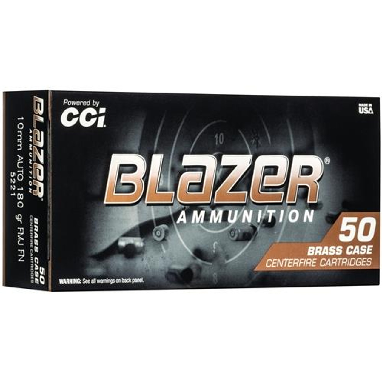 CCI Blazer Brass 10mm AUTO Ammo 180 Grain Full Metal Jacket Box 0f 50 CCI Blazer Brass 10mm AUTO Ammo 180 Grain Full Metal Jacket Box 0f 50