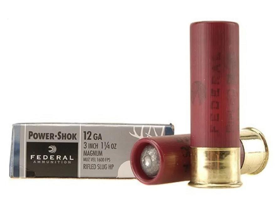 Federal Power-Shok Ammunition 12 Gauge 3" 1-1/4 oz Hollow Point Rifled Slug Box of 5