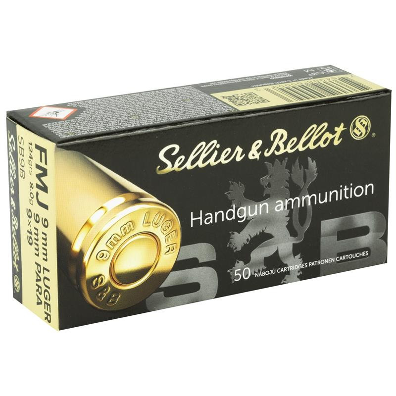 Sellier & Bellot Ammunition 9mm Luger 124 Grain Full Metal Jacket Box of 50