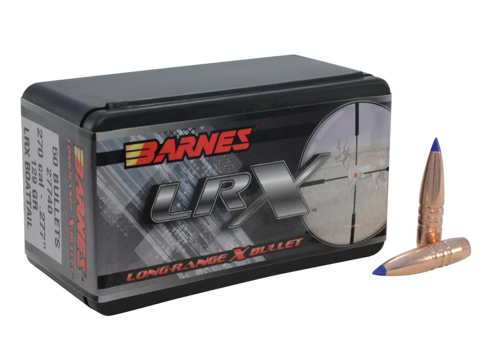 Barnes LRX Long-Range Hunting Bullets 270 Caliber (277 Diameter) 129 Grain LRX Boat Tail Lead-Free Box of 50