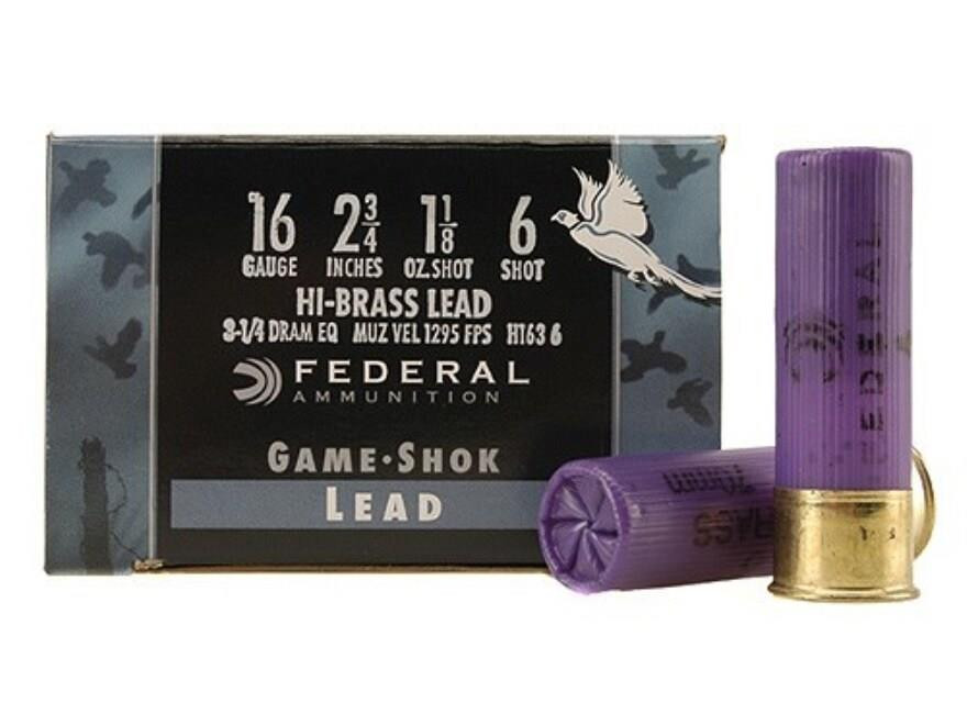 Federal Game-Shok Hi-Brass Ammunition 16 Gauge #6 2-3/4" 1-1/8 oz
