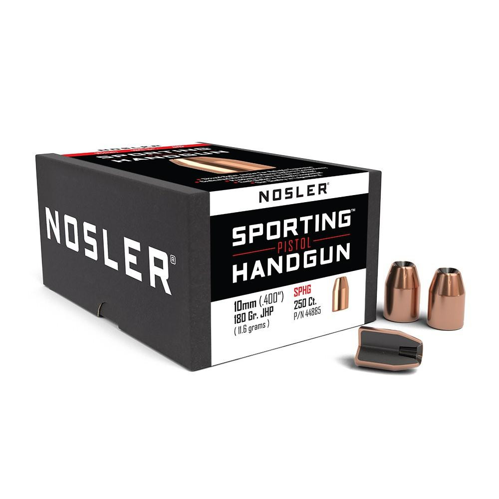 Nosler Sporting Handgun Bullets 40 S&W, 10mm Auto .400 Diameter 180 Grain Jacketed Hollow Point Box of 250