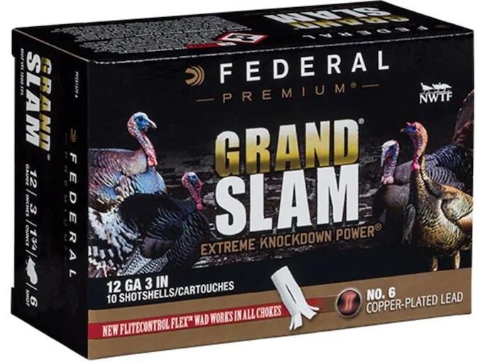 Federal Premium Grand Slam Turkey Ammunition 12 Gauge Buffered Copper Plated Shot Flightcontrol Flex Wad # PFCX157F 6