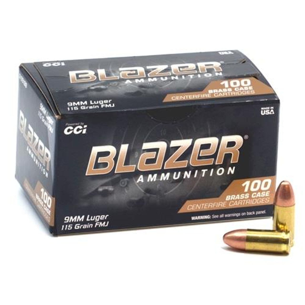 CCI Blazer Brass 9mm Luger 115 gr FMJ 100 Rds.