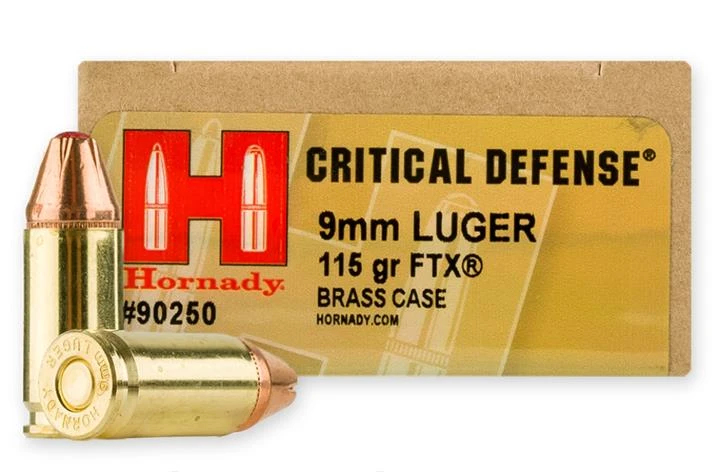 Hornady Critical Defense Ammunition 9mm Luger 115 Grain FTX Box of 25 #90250