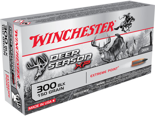 Winchester Deer Season XP Ammunition 300 AAC Blackout 150 Grain Extreme Point Polymer Tip #X300BLKDS